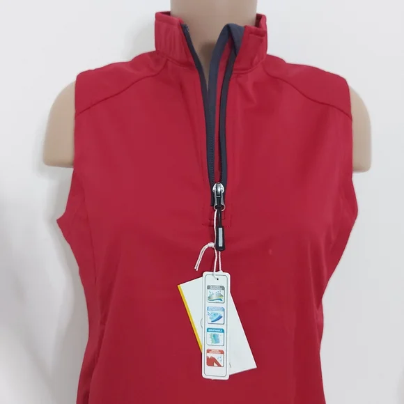 Core 365 Womens Classic Red Carbon 850 Knit Shell Vest Audio Port Stretchable - Picture 3 of 5